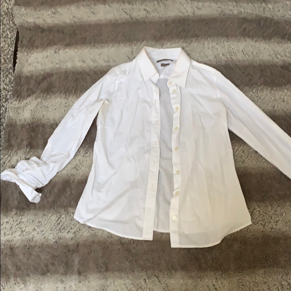 White wore button down basic shirt